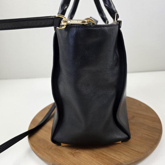 Michael Michael Kors Satchel Womens Black Leather Gold Hardware Crossbody Bag - Picture 4 of 16